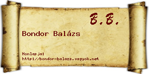 Bondor Balázs névjegykártya