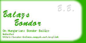 balazs bondor business card